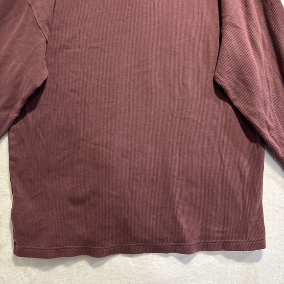 Abercrombie & Fitch Ribbed Soft AF Relaxed Henley Shirt Men's Large Maroon - Picture 12 of 14